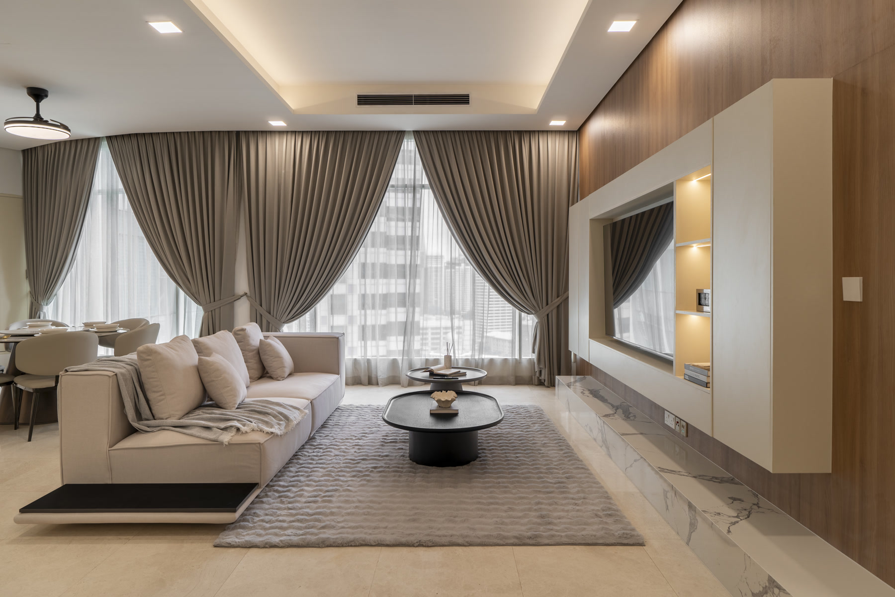 Living and dining view from Quadro Residences, KLCC