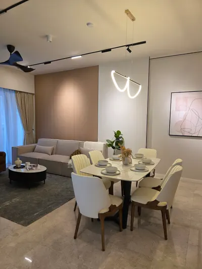TRX Residence — Home 03 interior photo of sofa, curtain, feature wall, ceiling, other in living