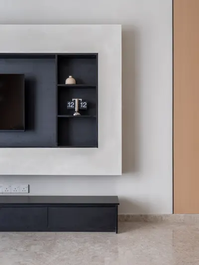 Manor KLCC — Collection A interior photo of TV cabinet, feature wall in living