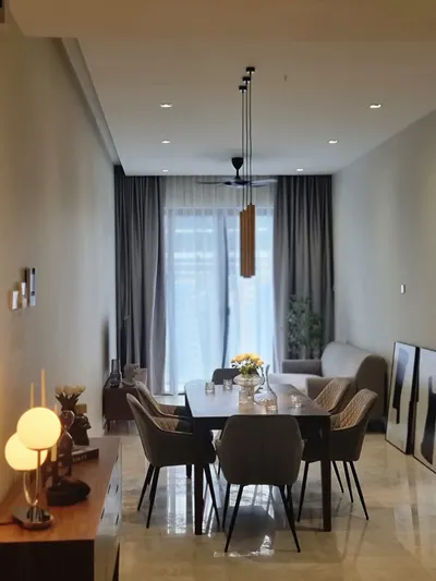 Manor KLCC — Collection D interior photo of curtain, sofa, ceiling in living