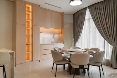Quadro interior photo of curtain, ceiling, other in living, kitchen