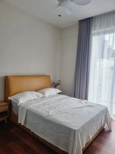 Manor KLCC — Collection D interior photo of bed frame, curtain, ceiling in bedroom