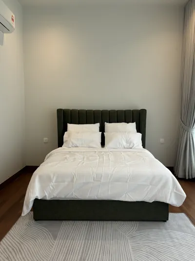 Pavilion Mayfair interior photo of bed frame, curtain in bedroom