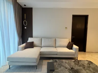 Manor KLCC — Collection B interior photo of sofa, curtain in living