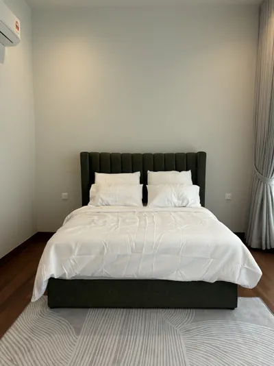 Pavilion Mayfair interior photo of bed frame, curtain in bedroom
