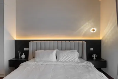 Manor KLCC — Collection A interior photo of bed frame, feature wall in master bedroom, bedroom
