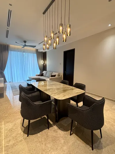 Manor KLCC — Collection B interior photo of ceiling, curtain, sofa, other in living